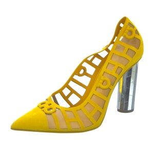 FARRAGAMO Florise Suede/Mesh Mirrored Heel